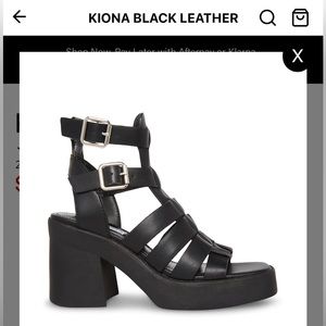 Kiona Black leather platform sandals by Steve Madden. New in box.